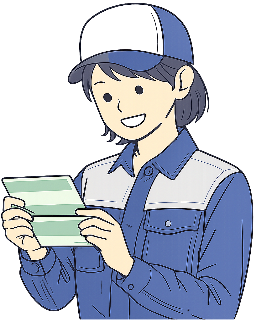 預金通帳を見ているスバル期間工