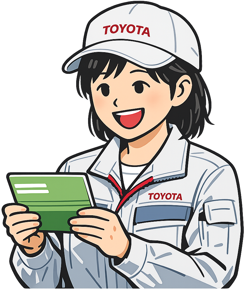 預金通帳を見ている笑顔の期間工