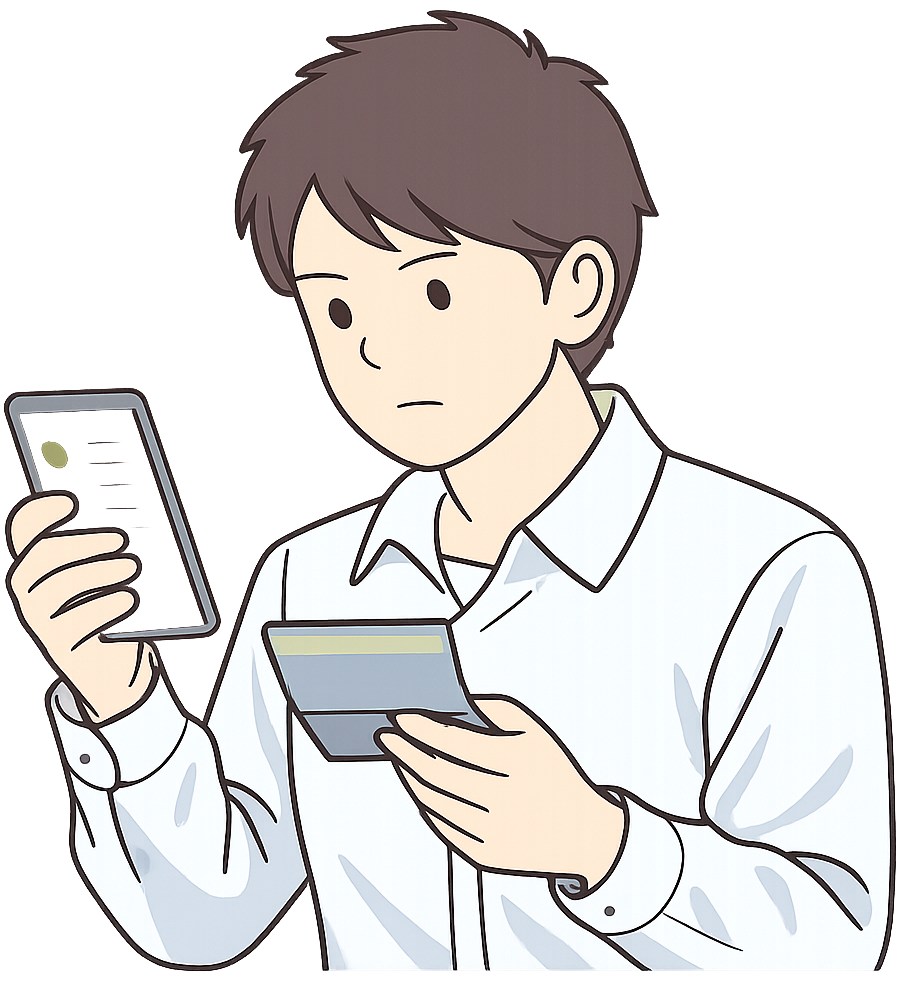 銀行口座を確認している人