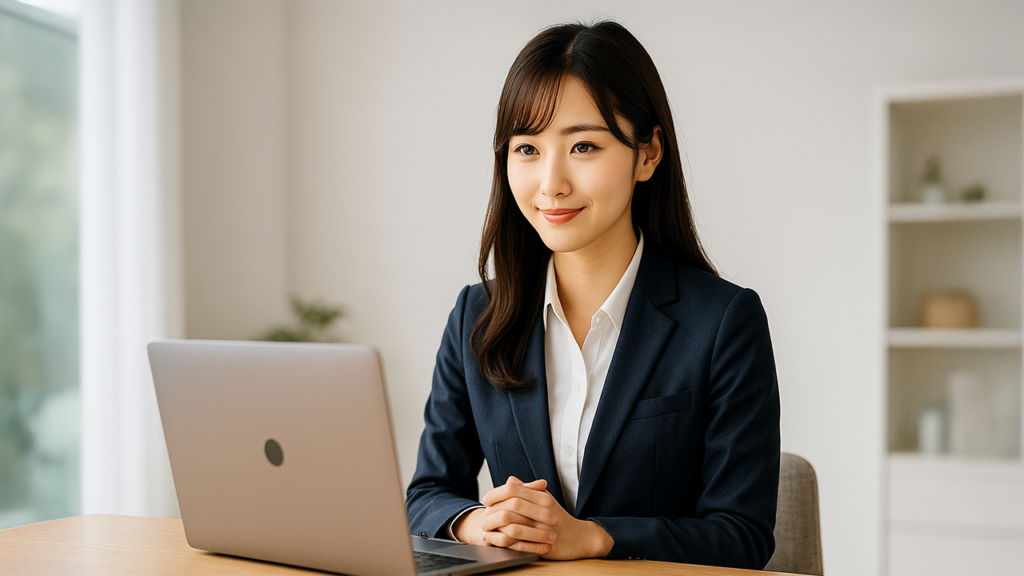 採用面接を受けている女性