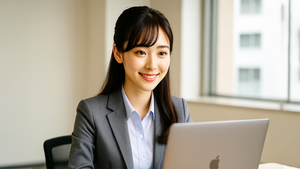 WEB面接を受けている女性