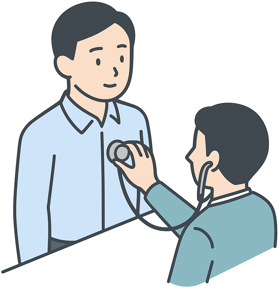 健康診断を受けている人
