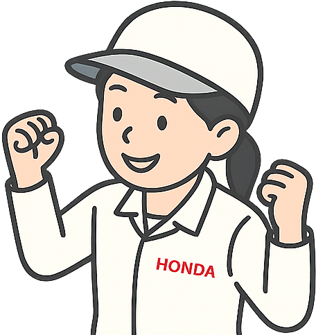 ガッツポーズをしているホンダ期間工