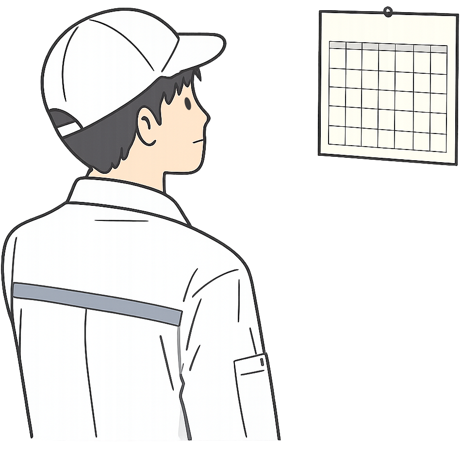 カレンダーをみているトヨタ期間工