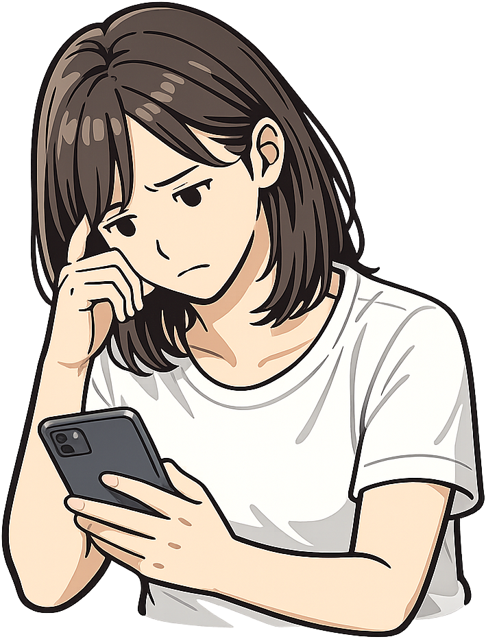 スマートフォンを見つめる女性