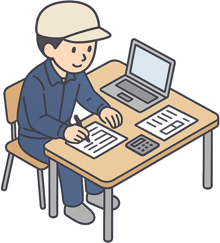 事務処理をしているディスコ期間工