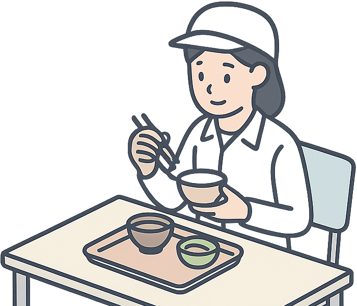 食堂で食事をしているホンダ期間工