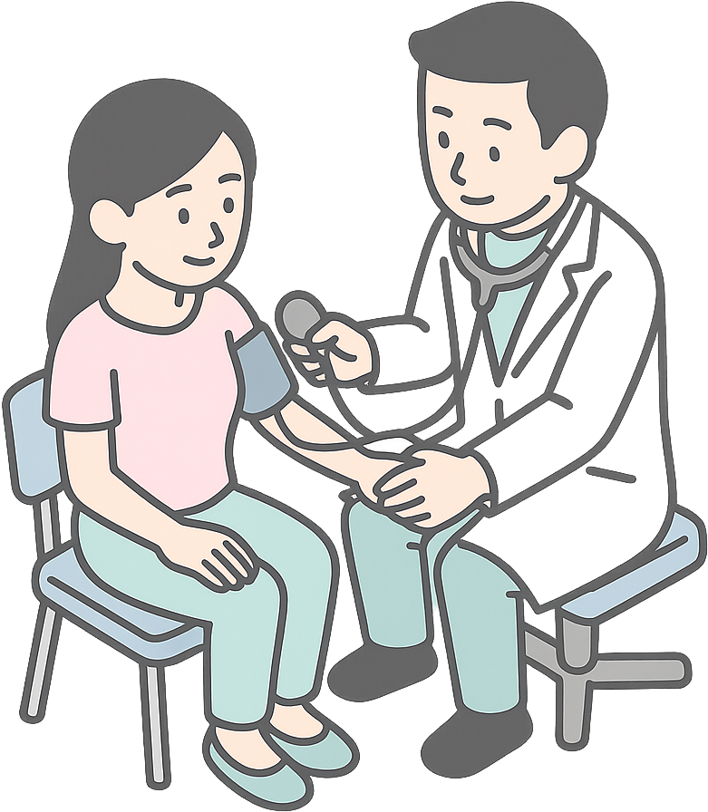 健康診断を受けている女性