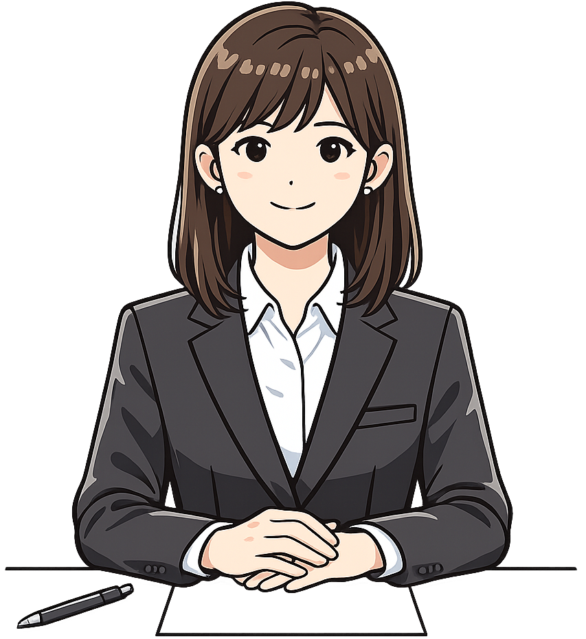 面接を受けている人