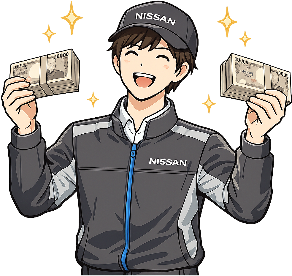 大金を得て喜んでいる期間工