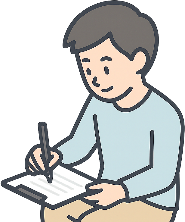 書類を書いている人