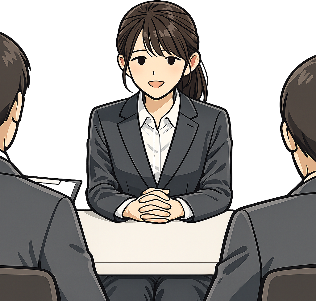 面接を受けている女性