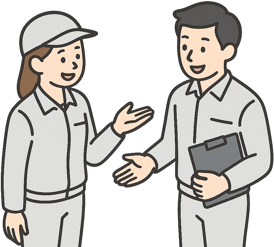 上司と笑顔で話し合っているトヨタ期間工