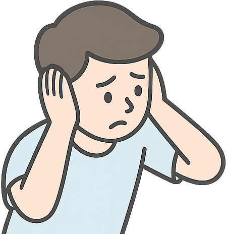 騒音に耳を押さえている人