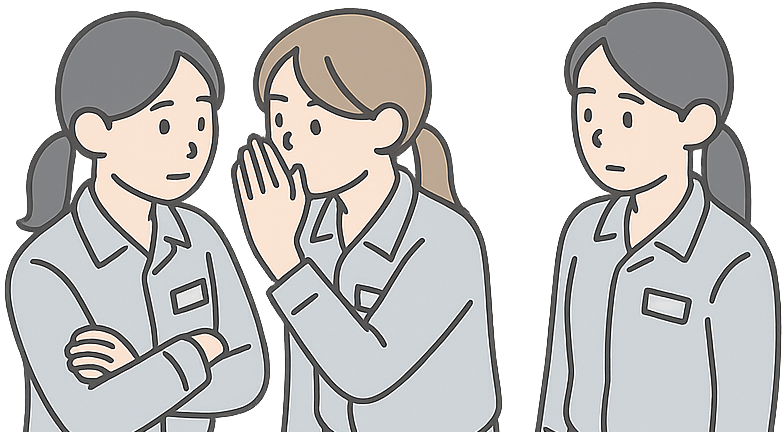 陰口を言っている工場勤務の女性たち