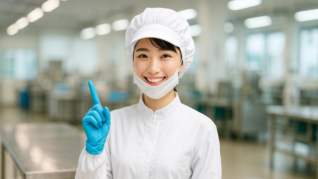 食品工場で働いている人
