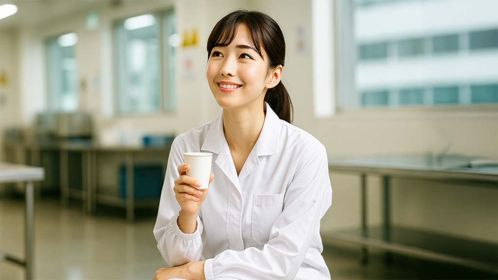 食品工場で働いている人