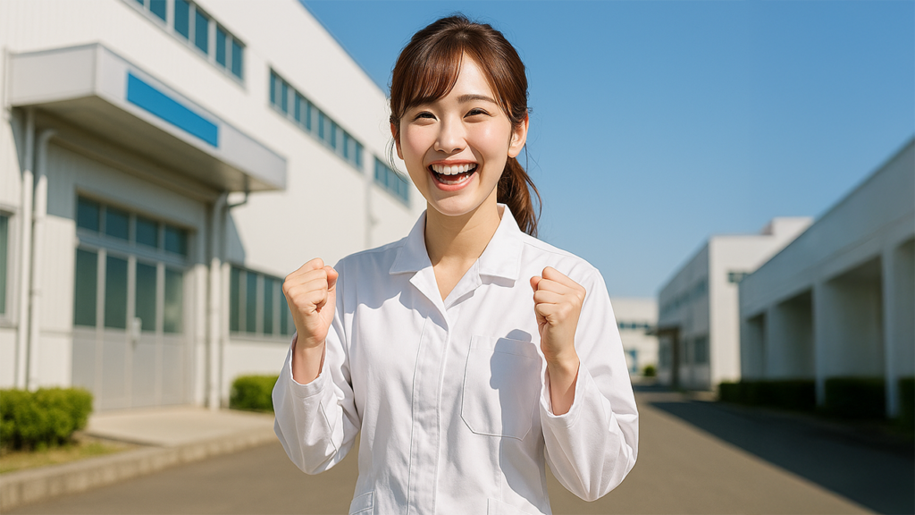 食品工場で働いている人