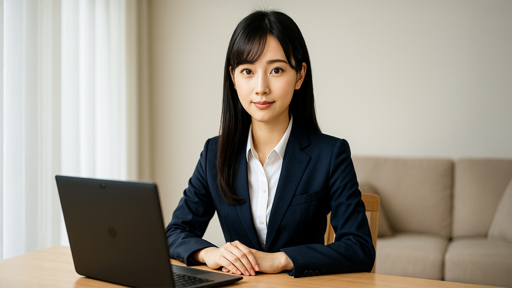 Web面接の準備をしている女性