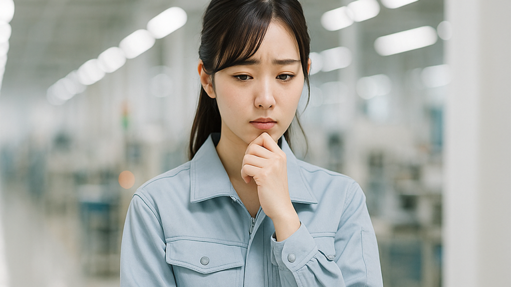 工場で働いている女性