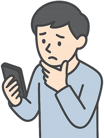 スマホを見て困っている人