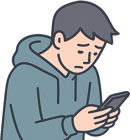 スマホを見て落ち込んでいる人