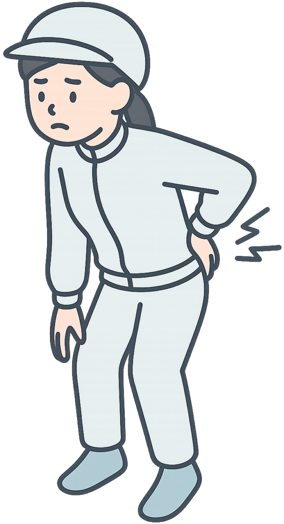 腰痛に悩まされている食品工場の女性