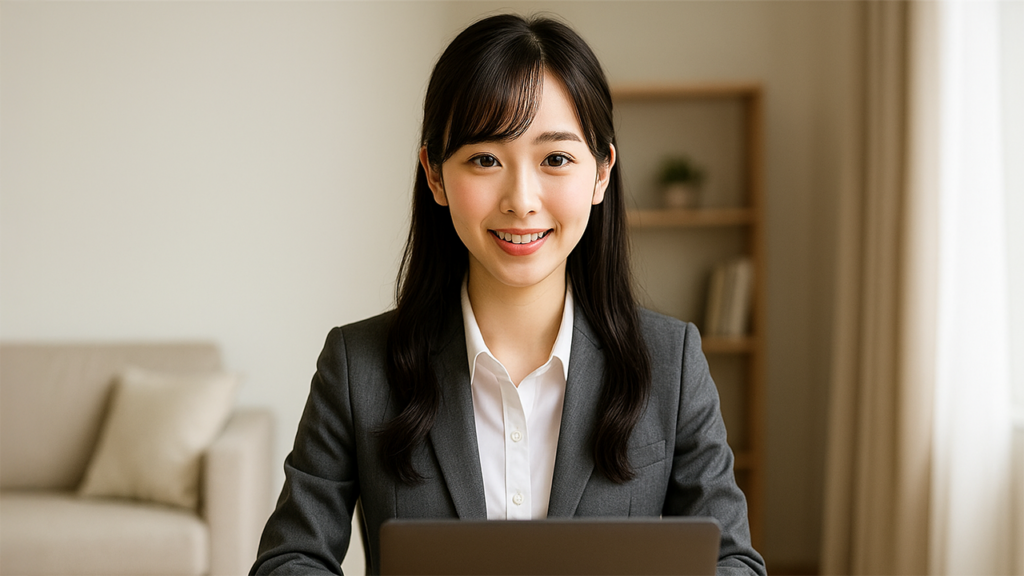 WEB面接を受けている女性