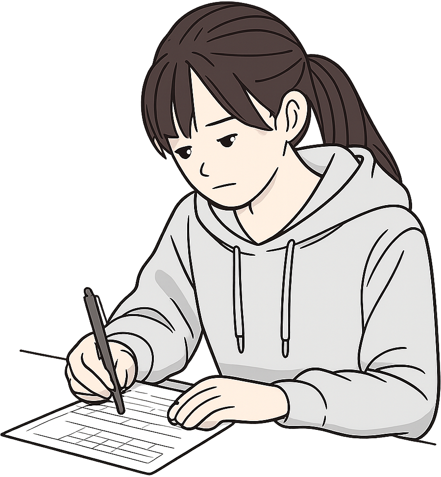 履歴書を書いている人