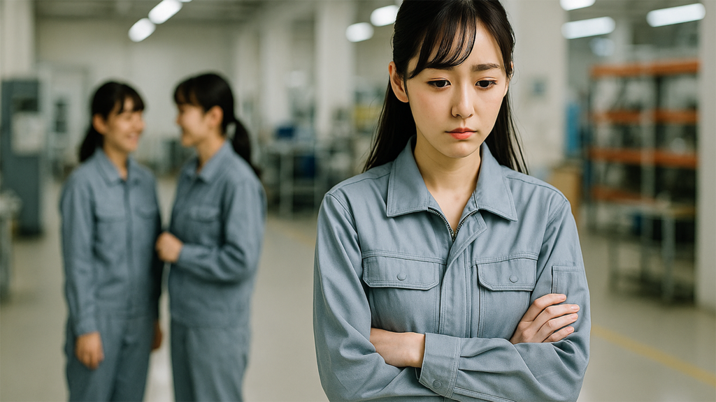 人間関係に悩んでいる期間工の女性