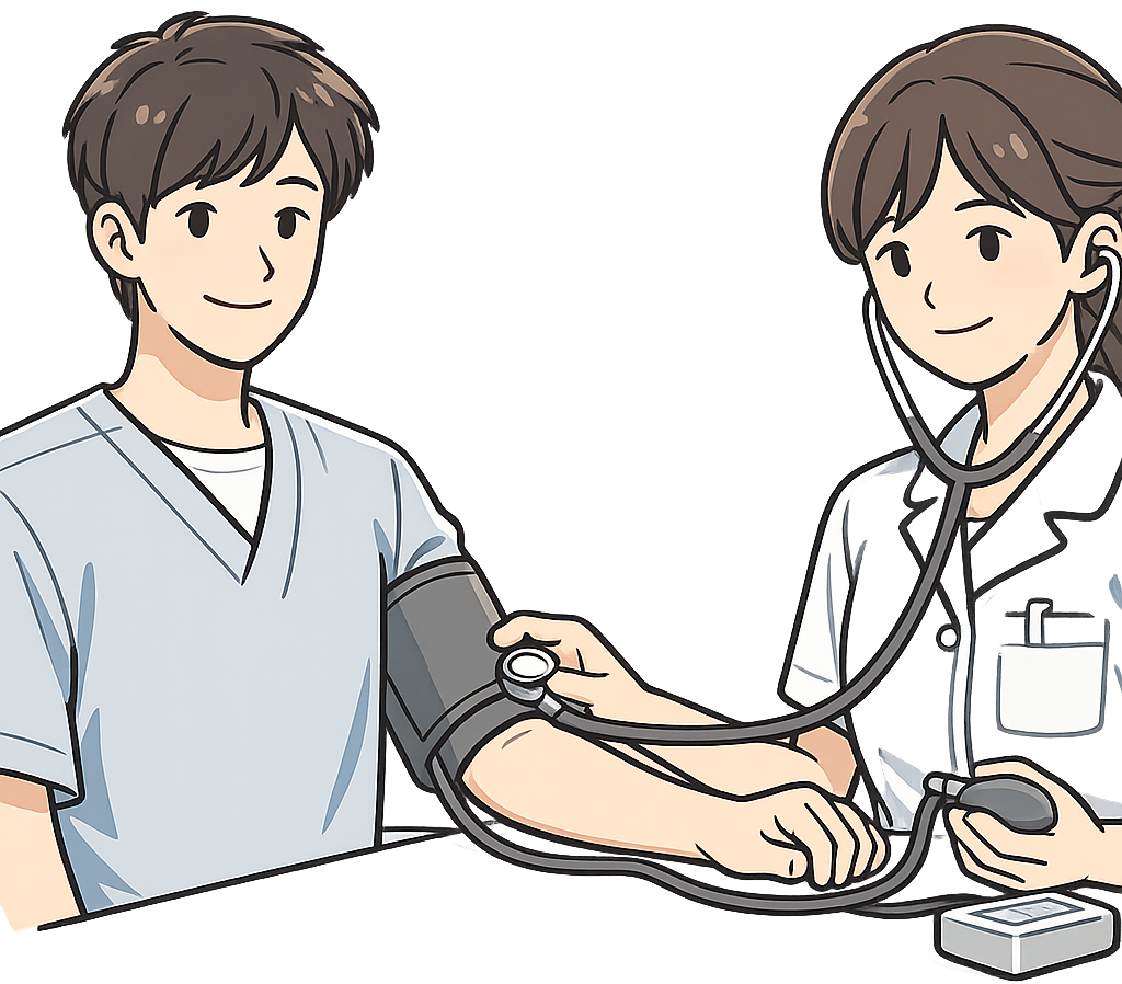 健康診断を受けている人