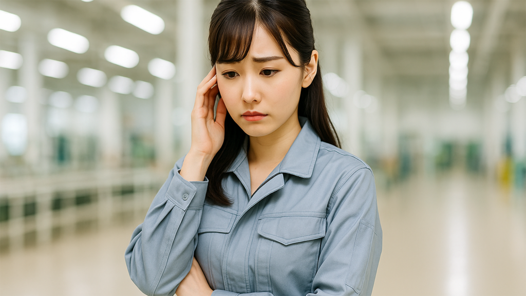 辞めることを考えている工場勤務の女性