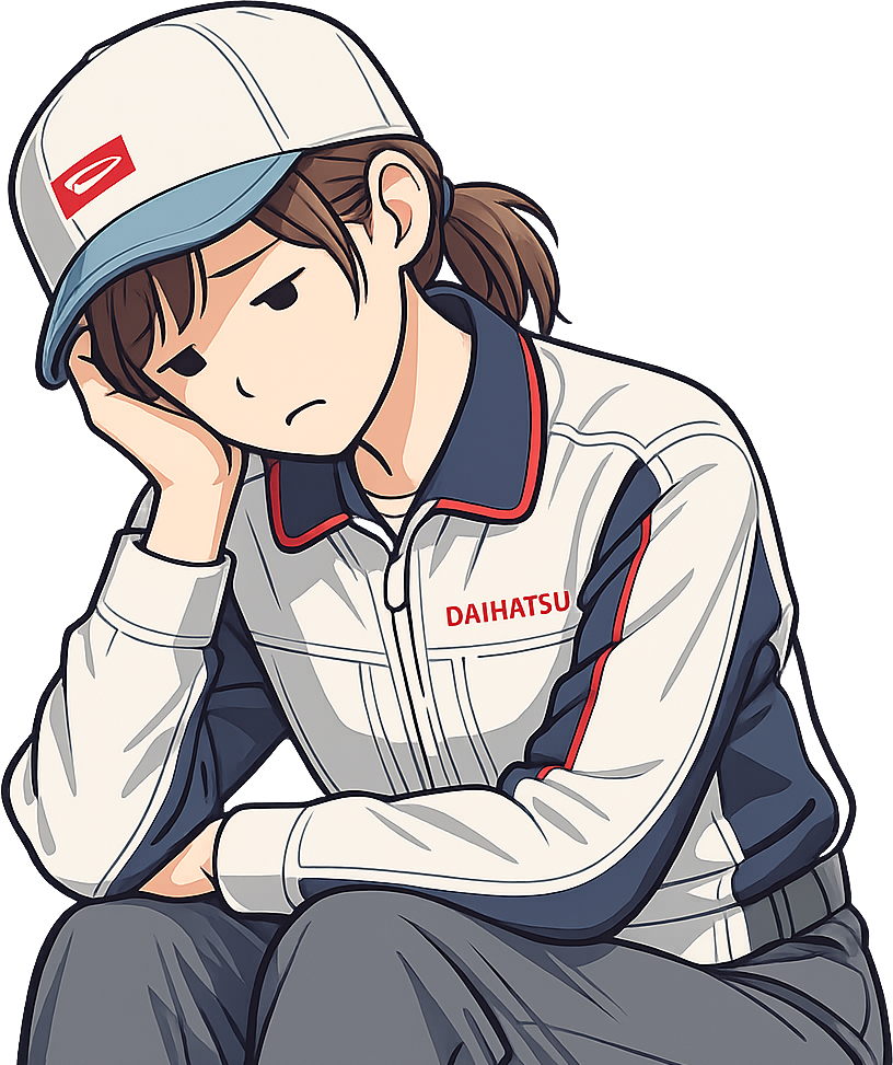 疲れてうなだれている期間工