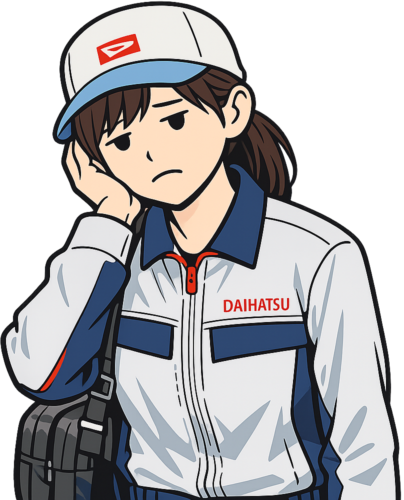 通勤で疲れている期間工の女性