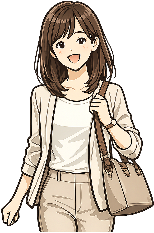 笑顔で出勤する女性