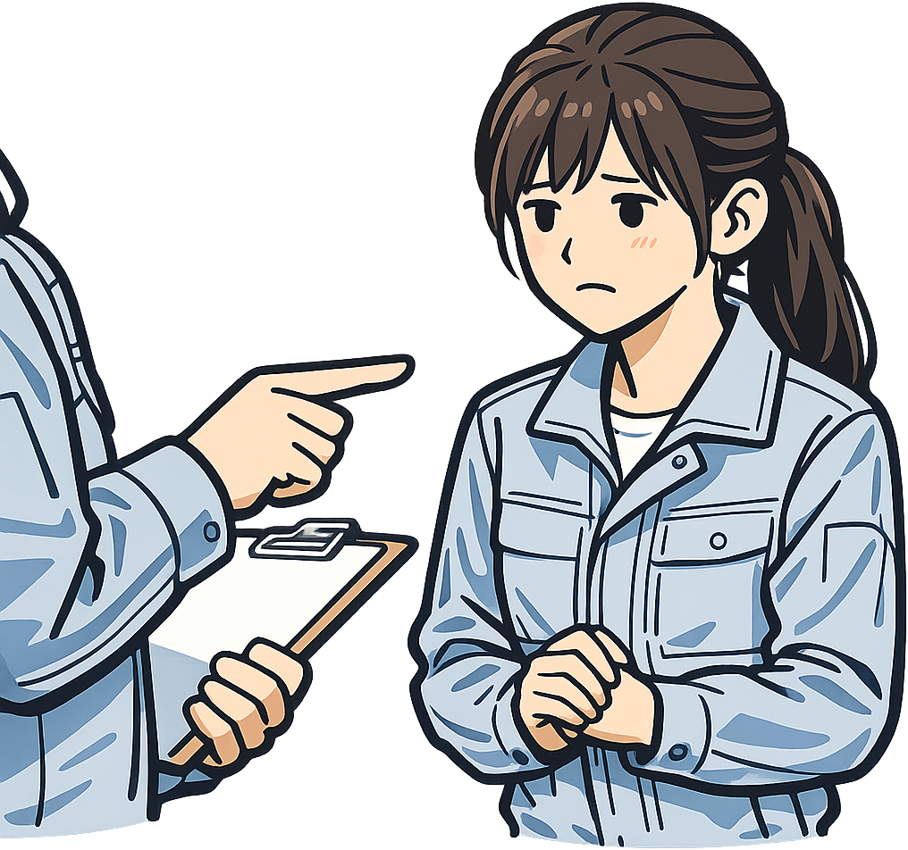 上司に注意されている検査工程の期間工