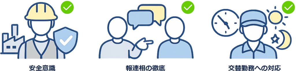 工場勤務の実績が高評価される理由の図