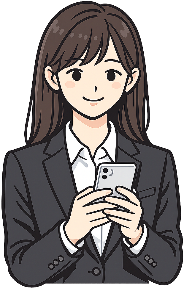 メールを送信している女性