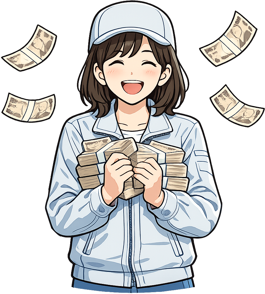 入社祝い金を喜んでいる期間工