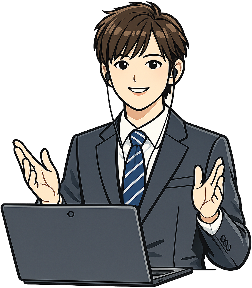 Web面接を受けているスーツの人