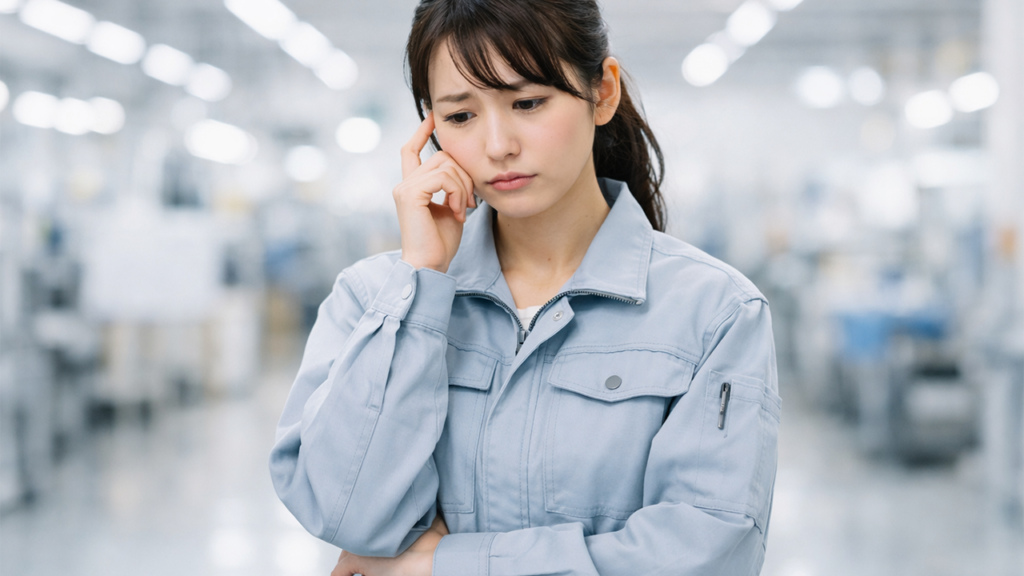 考えごとをしている交替勤務の女性