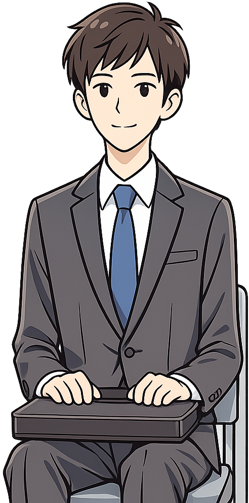 採用面接を受けている細身の男性