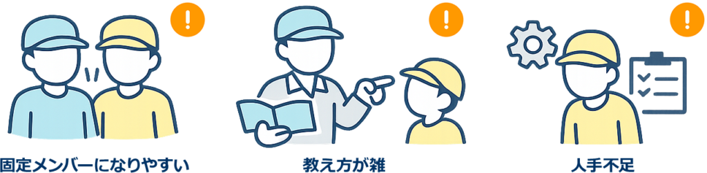 工場の人間関係にありがちなことのイラスト