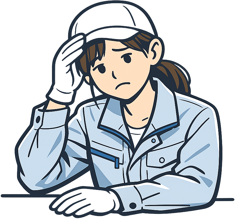 悩んでいるライン作業の期間工イラスト