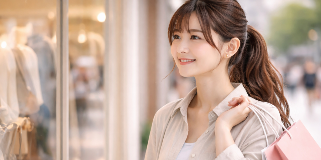 休日にショッピングを楽しんでいる様子