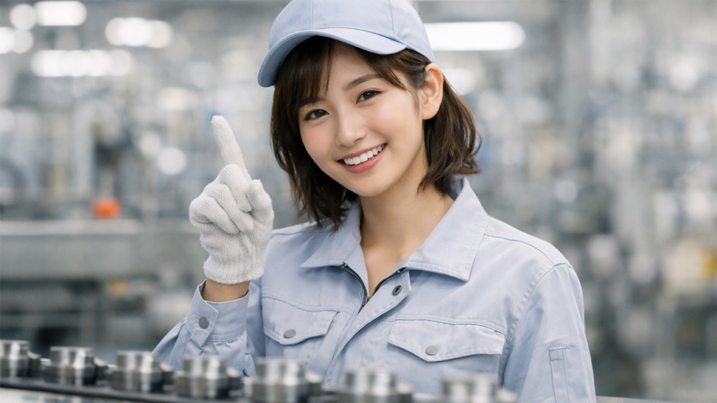 ライン作業の女性