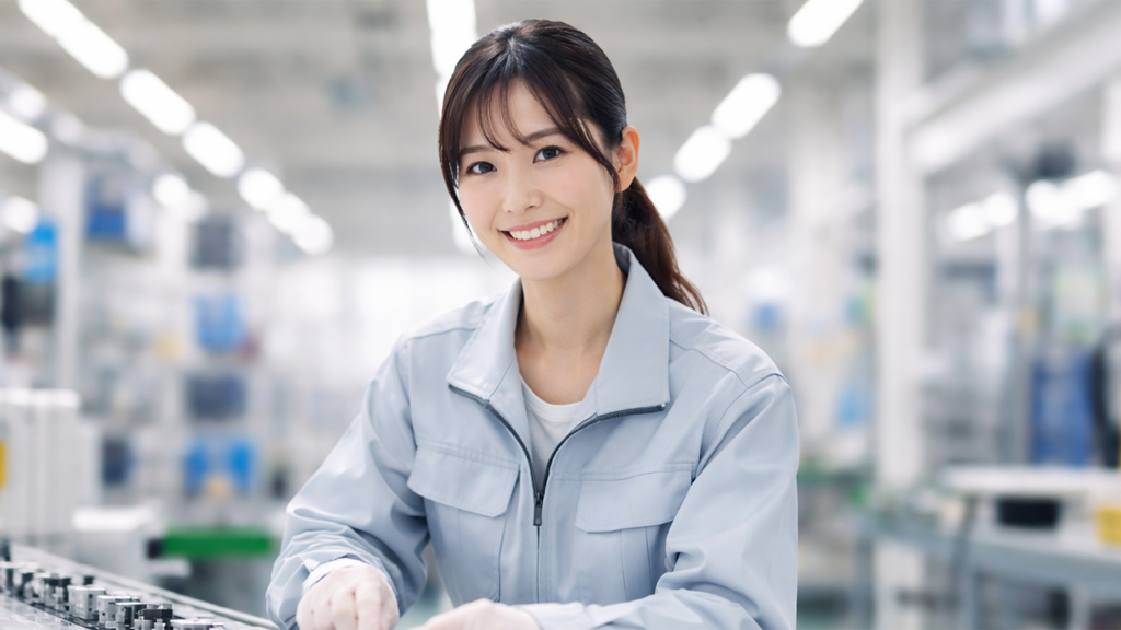 ライン作業の女性
