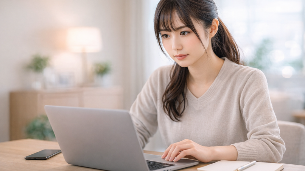 求人情報を調べている女性