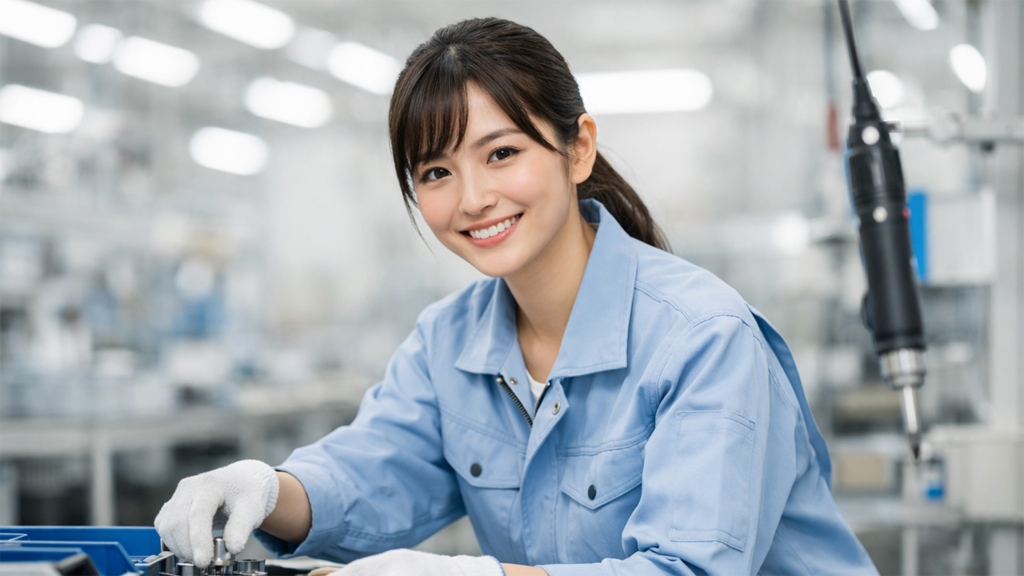 ライン作業を担当している女性