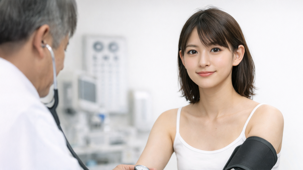 健康診断を受けている女性